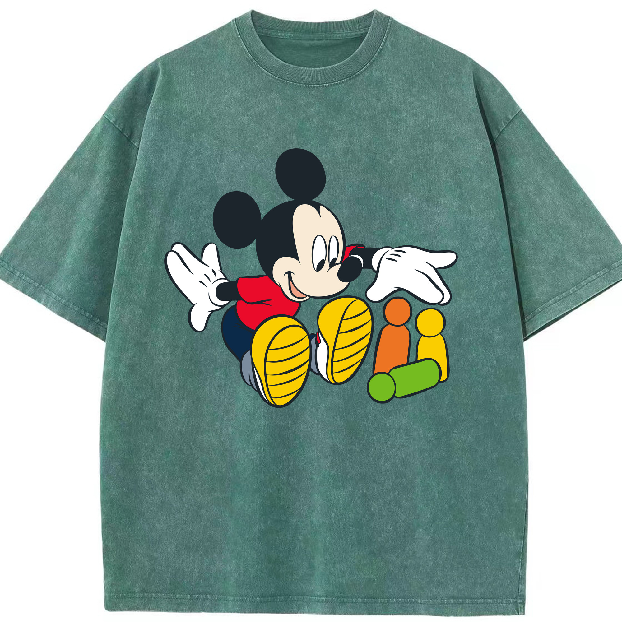 （画像用） ミッキーマウス Mickey Mouse 綿100% ヴィンテージ風 半袖Tシャツ（フロントプリント）